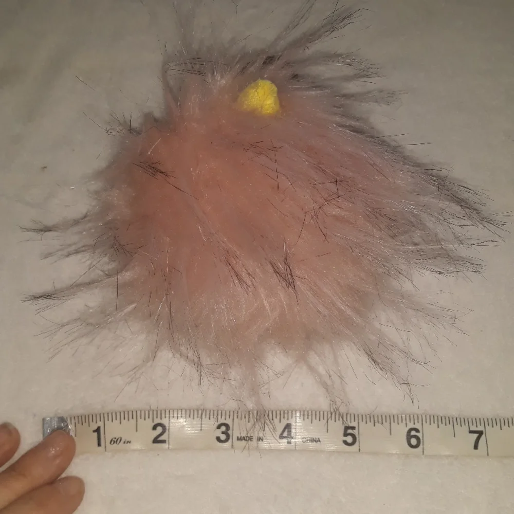 Pink fluffy bird keychain